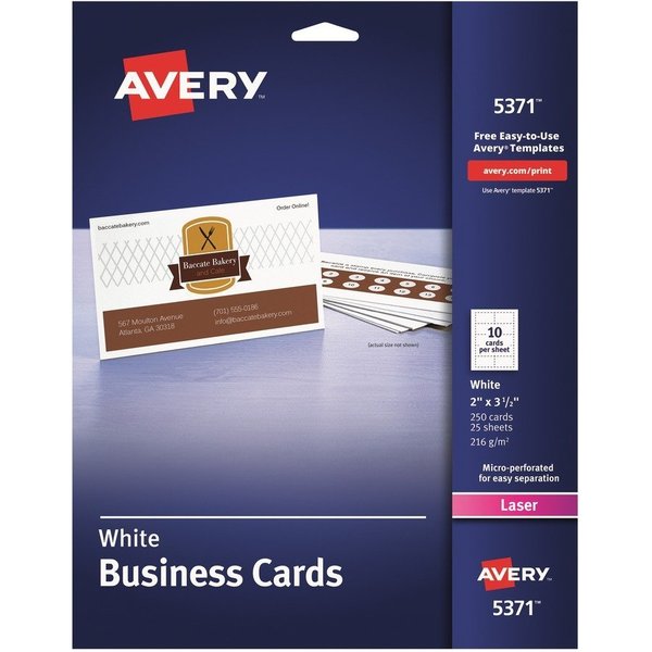 Avery Cards, Business, Lsr, 2X3.5, We 250PK AVE5371